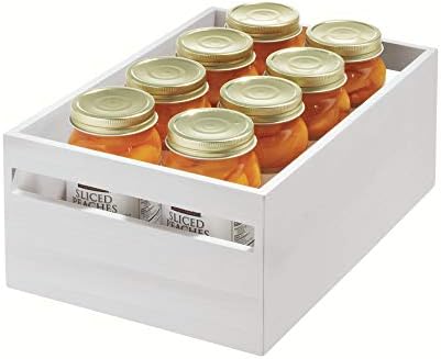 iDesign EcoWood Kitchen Storage Box, Kitchen Container Made from Eco-Friendly Paulownia Wood, Wooden Box for Kitchens, Bathrooms and More, White Wash