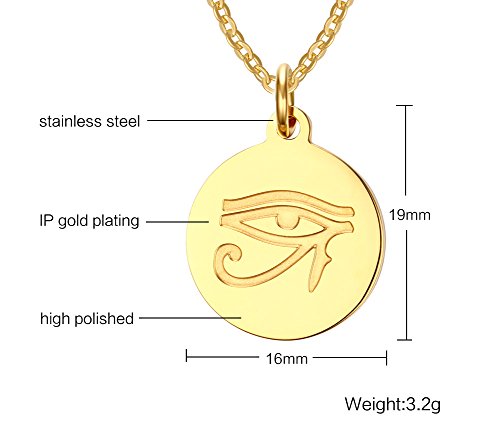 Vnox Stainless Steel Ancient Egyptian Eye Of Ra Horus Good Luck Pendant Necklace (Gold Plated) #TOP1