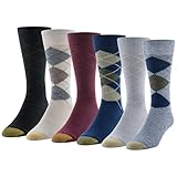 GOLDTOE Men's Campbell Argyle Crew Dress Socks, 6-Pairs, Argyle Indigo Blue Assorted, Shoe Size: 6-12.5