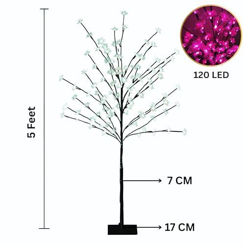 SAMEILI 5ft LED Cherry Blossom Bonsai Tree Lamp Pink - Image 3