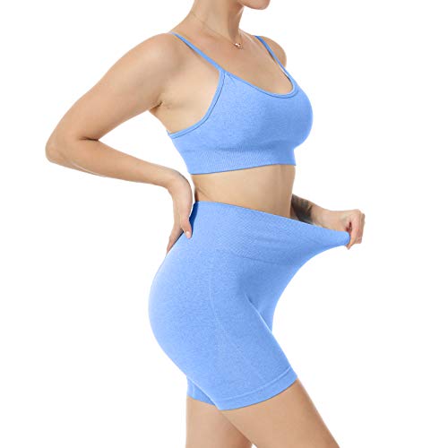Women Seamless Yoga Set 2 Piece Workout Sport Bra With High Waist Shorts Legging Outfit Tracksuit.jninth #TOP3