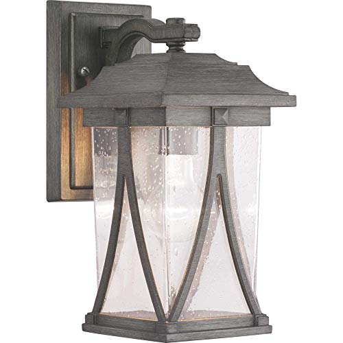 Exclusive Discount 90% Price Abbott Collection 1-Light Clear Seeded Glass Craftsman Outdoor Small Wall Lantern Light Antique Pewter