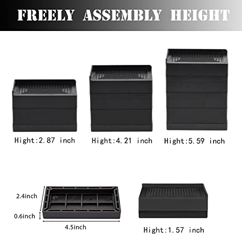 Luckyqtqh Bed Risers Adjustable Furniture Risers Heavy Duty，Rectangle Bed Risers 3 Inches，Desk Risers For Sofa Couch Bed Frame ，Supports Up To 3000 Lbs (4 Piece Set) #TOP1