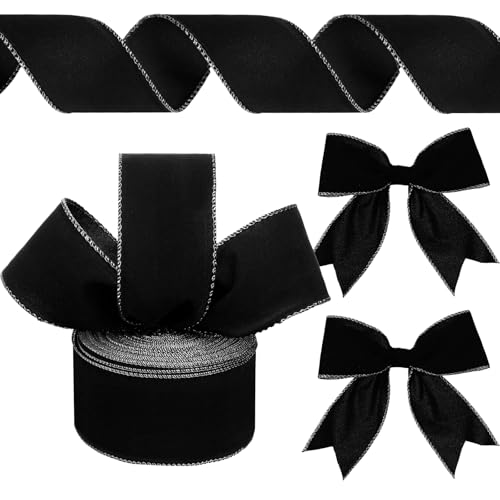 Yungyan Velvet Ribbon Gold Edge, 2.5 Inch X 35 Yards, Black