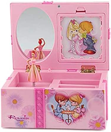 Dancing Girl Music Box, Exquisite Musical Jewelry Box, Pink Cute Bow Knots Appearance, Practical Makeup Mirror, Durable Plastic & Alloy Material, Safe Smooth Edges, Good Gift For Girls Birthday Holida