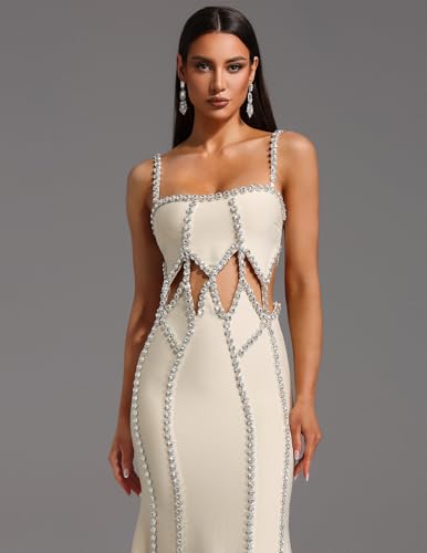 BELLA BARNETT Elegant White Mermaid Cocktail Dress Sophisticated Spaghetti Strap Formal4