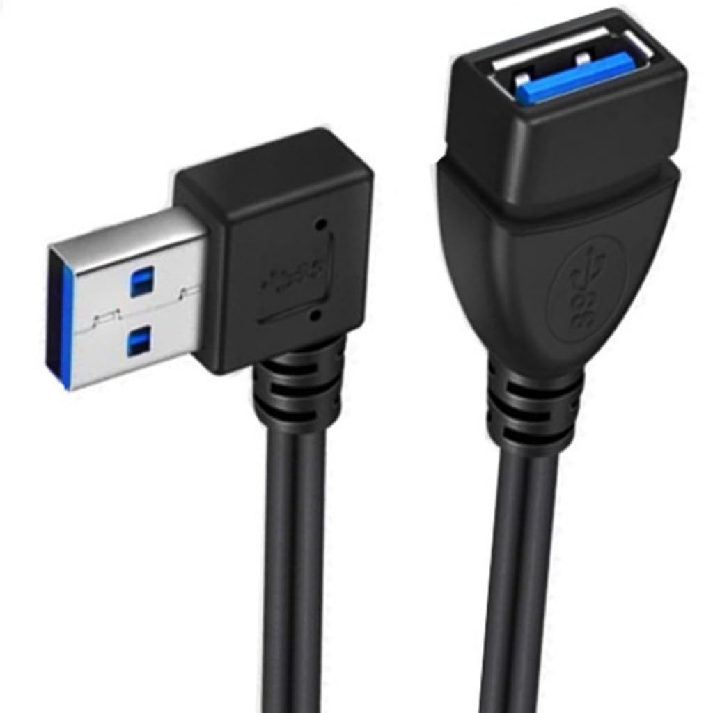 Elnwnnkc USB3.0 Male to Female Extension Cable 90Degree Angles USB3 Cable USB Extender Cord for Fast Data Transfer &Space