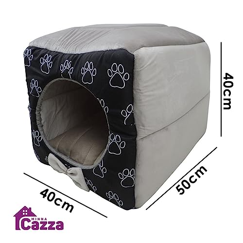 Cama Iglu e Toca Para Cachorro Luxo Preto Vime G