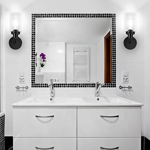 Unicozin Wall Sconces Set Of Two, Vanity Light Fixtures With Clear Glass Shade, Modern Wall Lights For Living Room, Bedroom, Kitchen, Hallway, Mirror, Matte Black, E26 Base (Bulbs Not Included) #TOP6