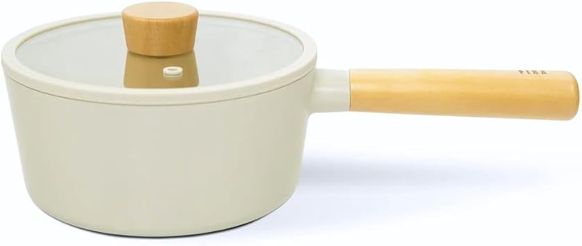 NEOFLAM FIKA 1.7QT Nonstick Sauce Pan with Glass Lid, Butter Warmer, Melting Saucepot, Induction, Wood Handle, Made in Korea 7"/ 18cm