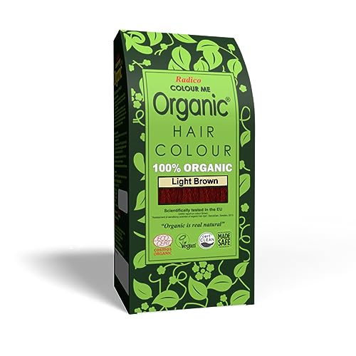 Radico COLOUR ME ORGANIC Light Brown/Hellbraun 100% Natural BIO ORGANIC 9-Kräuter Henna Haarfärbemittel Ohne Ammoniak PPD PTD mit ECOCERT, HALAL, VEGAN 100g