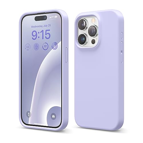 Image of elago Compatible with iPhone 15 Pro Case, Liquid Silicone Case, Full Body Protective Cover, Shockproof, Slim Phone Case, Anti-Scratch Soft Microfiber Lining, 6.1 inch (Purple)