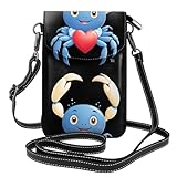 Bolso pequeño para teléfono celular, 19,3 x 12,4 cm, diseño de cangrejo YYHHAOFA sosteniendo un corazón, moderno, práctico, multifuncional, funda cruzada de cuero con solapa para mujer