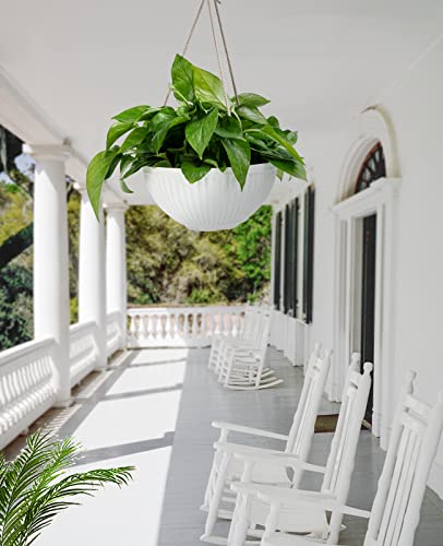 Ladovita Large 10 Inch Hanging Planters Indoor With Pot, Hanging Pots For Plants, Outdoor Hanging Baskets, Hanging Flower Pot With Drainage Hole, Set Of 2, Frosted White #TOP6