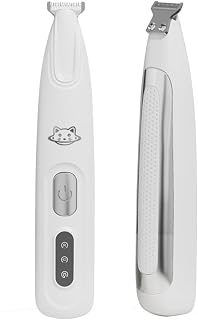 Zlveuzjs Electric Dog Paw Trimmer with LED Light, Rechargeable Low Noise Pet Groomer for Dogs and Cats to Trim Paws, Ears, Face, Eyebrows and Hips Razor (White)
