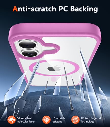 Image of FNTCASE for iPhone 17 Case Clear: Magnetic Phone Cases with Screen Protector Drop Proof Compatible with Magsafe Slim Anti Yellowing Rugged Shockproof Protective Transparent Cell Cover (B-Pink)