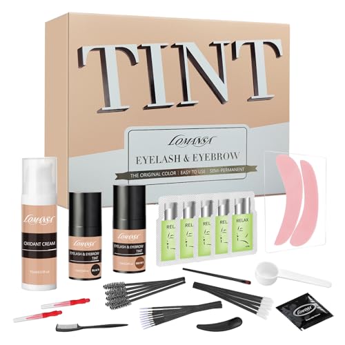 Lomansa Lash and Brow Color Kit, Eyelash Color Kit Black Brown Vegan 2 in 1 Coloring Kit, Instant Cream Hair Colors for 20 Applications, Lasts Up to 4 Weeks