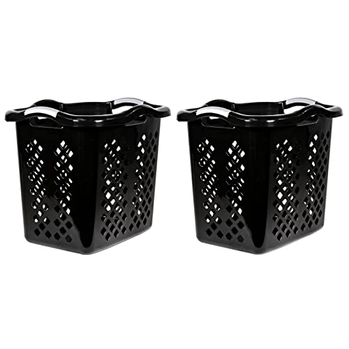 Muhu Home Logic 2 Bushel Lamper Plastic Laundry Basket With Silver Handles, Cement (Black,2) #TOP18