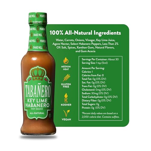 Image of Tabanero Hot Sauce, All Natural, Habanero Sauce Gift, Key Lime Flavor, 5 oz