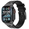 NewWays Silicone Strap Compatible with Apple Watch 49mm 46mm 45mm 44mm 42mm(Series 3 2 1),Sport Straps Replacement Band for iWatch Ultra 3 2 1 Series 11 10 9 8 7 6 SE 5 4 3 2 1,Black/Black Connector #1