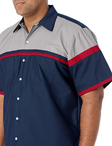 Red Kap Men's Standard Performance Tech Shirt, Navy/Red/Light Grey, Medium #TOP3