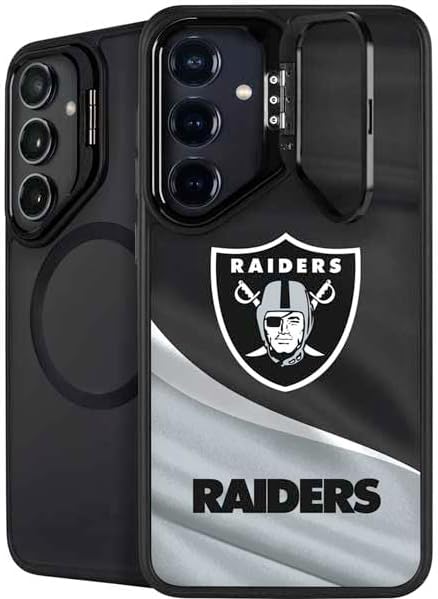 Skinit Kickstand Phone Case Compatible with Galaxy S25 FE - Officially Licensed NFL Las Vegas Raiders Black & White Design