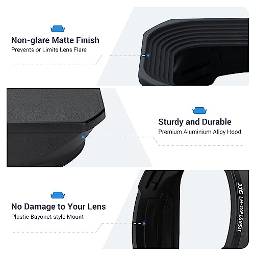 Image of JJC Metal Square Lens Hood Shade for Fuji XF 18-55mm f /2.8-4 R LM OIS Lens | for Fujifilm X-T5 X-T30 II X-T30 X-T20 X-T4 X-T3 X-S20 Camera with 18-55mm Kit Lens, for XF 14mm f2.8 R Lens, with Hood Cap