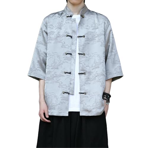 Chemise d'été homme style chinois et vintage à manches courtes confortable