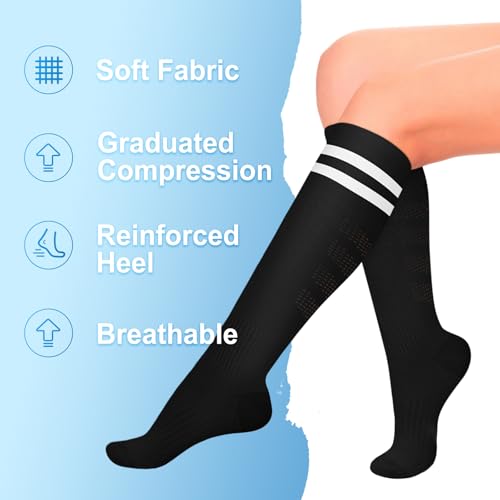 Image of 4 Pairs Compression Socks for Women Circulation-Best Support for Nurses,Running,Athletic,Travel