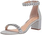 Jewel Badgley Mischka Women's BRONWEN Sandal, Silver Fabric, 8 M US