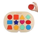 Shape Puzzle for Kids, Sensory Bin Insert for Sensory Tables, Silicone Geometric Shapes, Wooden Fine Motor Learning Toy by 7 Days of Play