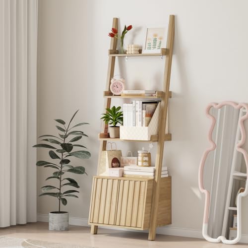 NFGTDKZS 4 Tier Ladder Shelf,Ladder Bookshelf with Storage Space,Modern Corner
