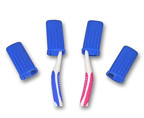 Dental Aesthetics UK Cepillo Dientes Tapa para la Cabeza/Cepillo De Dientes De Viaje Funda, Plástico Azul Presión Fundas x 1, 4 o 6 - Azul, Azul, 4 Covers