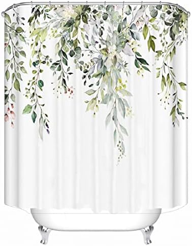 CCSYUS Shower Curtain Anti Mould Waterproof Polyester Fabric Washable Boho Floral Leaves Pattern 180 x 180cm Shower Curtain for Bathroom Tubs Spa Wet Room