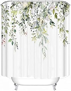 CCSYUS Shower Curtain Anti Mould Waterproof Polyester Fabric Washable Boho Floral Leaves Pattern 180 x 180cm Shower Curtain for Bathroom Tubs Spa Wet Room
