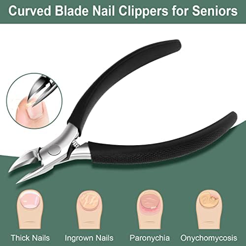 CGBE Toenail Clippers,Nail Clippers for Thick & Ingrown Toenails Professional Podiatrist Toenail Clippers Kits Stainless Steel Big Toenail Clippers with Silicone Handle for Seniors