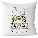 KEUSPI Cute Bunny with Leopard Glasses and Bandana Decor Decorative Pillowcase Throw Pillow Cover 18