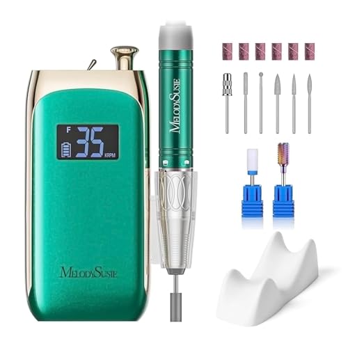 MelodySusie Professional Clip-On Rechargeable Nail Drill with Premium Motor,MB450C 35000RPM Vintage-Style E-File with Max Torque and Extended Lifespan for All Manicure Shaping, Gel Removal & Salon Use