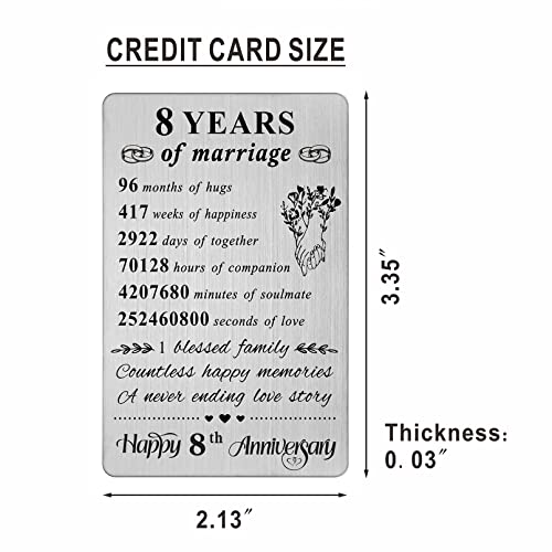 Resdink 8 Years Wedding Anniversary Card Gifts For Him Her Men Women, 8Th Anniversary Card For Husband Wife, Happy 8Th Anniversary Wallet Card, Gift Ideas For 8 Yr Anniversary #TOP2
