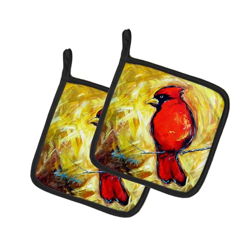 Caroline's Treasures Sha Red Baba Bird Pair of Pot Holders Kitchen Heat Resistant Pot Holders Sets Oven Hot Pads for Cooking Baking BBQ, 7 1/2 x 7 1/2