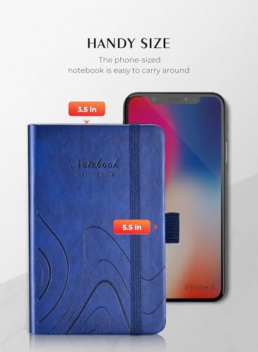 AISBUGUR Notatnik A6, mały 2 sztuki, kieszonkowy notatnik: Exekutive Hardcover – łącznie 320 stron, gruby papier z kieszeniami wewnętrznymi, mini notes 9 x 14 cm, (ciemnoniebieski)