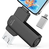 【2026新登場 アプリ不要】USBメモリ 512GB ４in1 高速 Phone usbメモリー 写真保存 回転式 iOS/Type-C/USB フラッシュメモリ 大容量 usb データ スマホ バックアップ Pad/PC/Macbook/Android対応 外付けメモリ 容量不足解消 ブラック Phone 16/15/14/13/12/SE/Pad各種対応