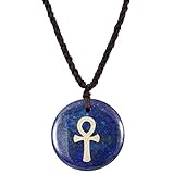 SUNYIK アミュレットペンダントネックレス ラウンドストーン アソート 刻印入り 調節可能なウェーブネックレス ユニセックス ブルー