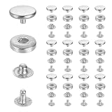 La confezione include: 15 set di pulsanti, 1 set include 1 pulsante superiore e 1 pulsante inferiore; materiale: acciaio inossidabile; colore: argento; diametro esterno pulsante superiore. 10 mm; diametro del bullone superiore del bottone. : 2 mm; altezza pulsante superiore: 5,7 mm; diametro esterno pulsante inferiore: 9 mm; diametro foro pulsante inferiore: 2,7 mm; altezza pulsante inferiore: 5,4 mm.