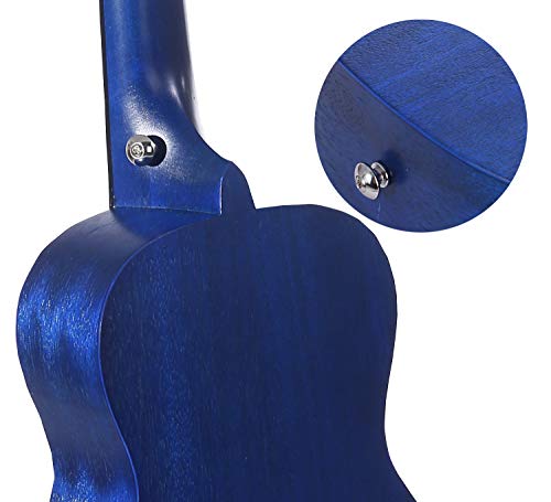 Vizcaya UK23C-BU Concert Ukulele Mahogany 23 inch with blue stain finish with Ukulele Accessories, Gig Bag, Strap, Nylon String, Electric Tuner, Picks