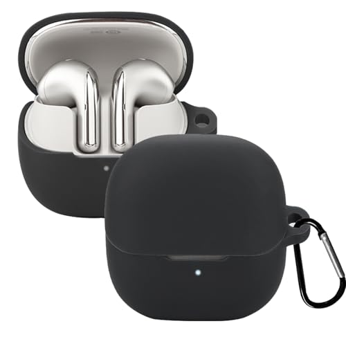 KUSINHOKA Custodia Compatibile con Xiaomi Buds 5, Cover Protezione in Silicone con Gancio Portachiavi, Morbido Antiurto Portatile Custodia Protettiva [Ricarica Wireless], Nero