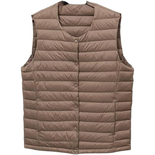 SWJGLITTR Men's Down Vest Male Collarless Lightweight Puffer Vest Man Winter Warm Quilted Sleeveless Jacket (Camel Color,XX-Large)
