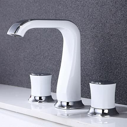Mitigeur d'évier en laiton or rose robinet haut de gamme blanc et chrome pour salle de bain