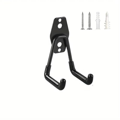 Small Size Heavy Duty Metal Wall Hooks, Garage Tool Organizer, Ladder Hook, Garage & Warehouse Storage Hooks - for Tools, Bicycles & More - Suitable for Indoor & Outdoor Use, Black
