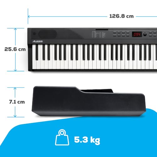 Alesis Keyboard E-Piano mit 88 Tasten, 480 Sounds, Lautsprechern, USB-MIDI, Tragetasche, Ständer, Kopfhörer, Pedal und Klavierlektionen für Anfänger